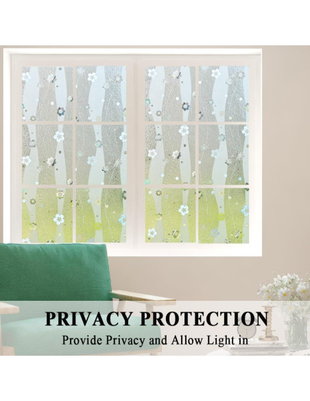 Película de Privacidad Estática Mikomer 44.5x200 cm Flores