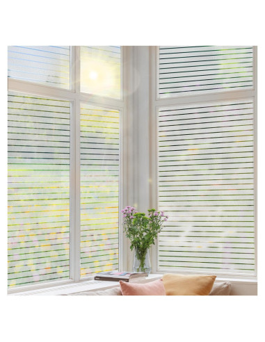 Película de Privacidad para Ventanas DULEIXUFHEE 45x200 cm Rayada