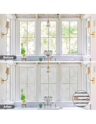 Película de Privacidad para Ventanas DULEIXUFHEE 45x200 cm Rayada