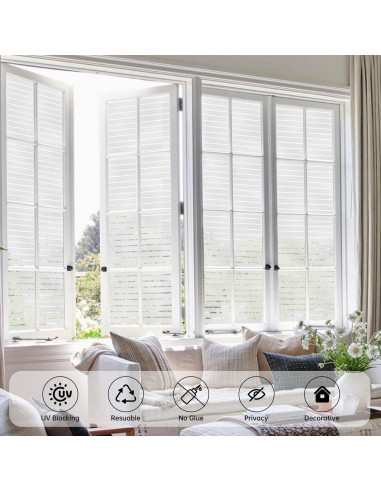 Película de Privacidad para Ventanas DULEIXUFHEE 45x200 cm Rayada