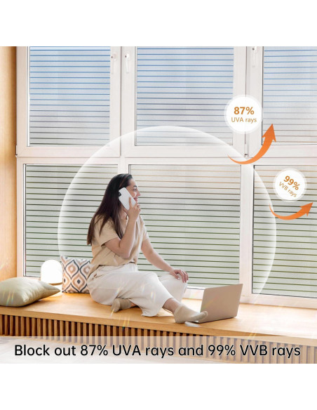 Película de Privacidad para Ventanas DULEIXUFHEE 45x200 cm Rayada