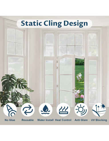 Película de Privacidad Amrules Esmerilada 44.5x199.4cm Reutilizable