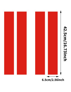Calcomanías de Vinilo TOMALL para Coche - Rayas Rojas 2 Pares 2