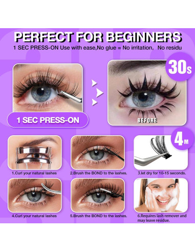 Pestañas Autoadhesivas AILAISHI 10-14mm 60pcs D Curl Fluffy