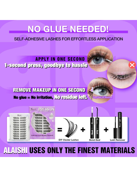 Pestañas Autoadhesivas AILAISHI 10-14mm 60pcs D Curl Fluffy