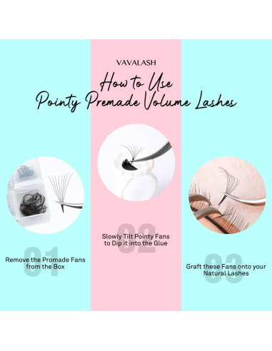 Ventiladores de Pestañas Premontados VAVALASH 600 Unidades 8-15mm