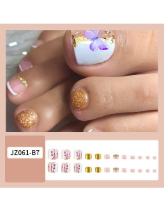 Uñas Postizas para Pies FIEONCIY - 24 Uñas Acrílicas con Charms 2