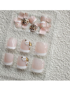 Uñas Falsas de Pies Punta Francesa Blanca NBNTGH 24 Pcs 2