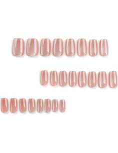 Uñas Postizas Cortas Cuadradas CurvLife 24 Pcs Diseño Albaricoque 2