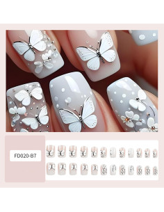 Uñas Postizas 3D Mariposa TBRZTR 24 Piezas Acrílicas 2