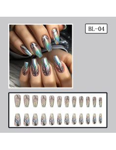 Uñas Postizas Medianas CJDLTS Pluma de Gradiente 24 Pcs 2