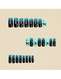 Uñas Postizas Acrílicas TBRZTR Mariposa Verde Oscuro 24Pcs 2