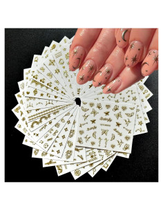30 Hojas Stickers de Uñas Doradas 3D XMMXNBJ - Decoración