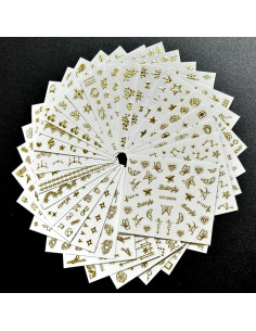 30 Hojas Stickers de Uñas Doradas 3D XMMXNBJ - Decoración 2