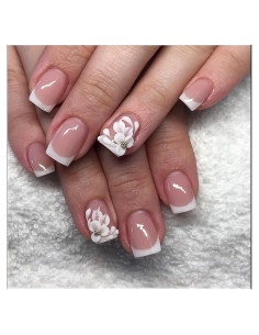 Uñas de Presión Cortas Cuadradas MABKJLF 24 Pcs ABS Francesa