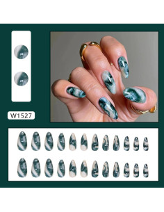 Uñas Postizas de Almendra Ombre Verde CTTHNBD 24 Pcs 2