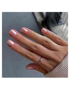 24 Uñas Postizas Cortas Cuadradas RIIICFDD Rosa Nude