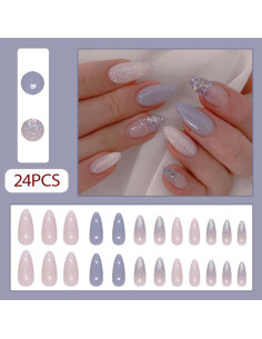 Uñas Postizas Acrílicas Hrnsnails Almendra Brillantes 24 Piezas 2