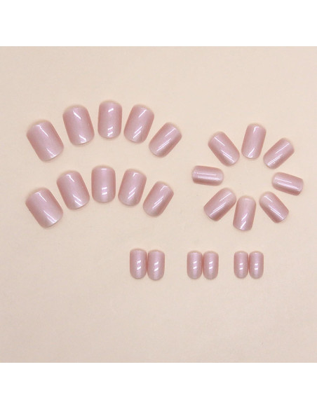 24 Uñas Postizas Cortas Cuadradas RIIICFDD Rosa Nude