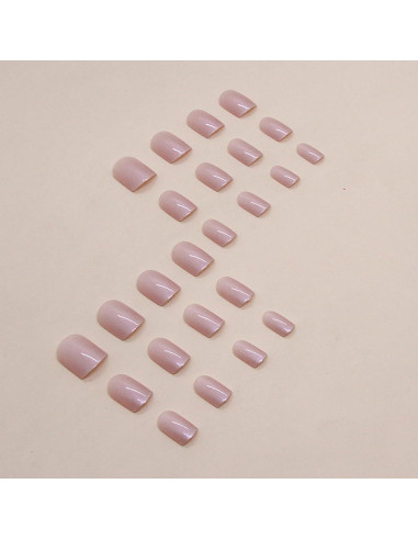 24 Uñas Postizas Cortas Cuadradas RIIICFDD Rosa Nude