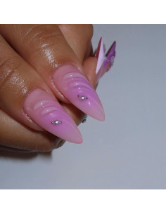 Uñas Postizas 3D Flores Moradas XMMXNBJ 24 Pcs 2