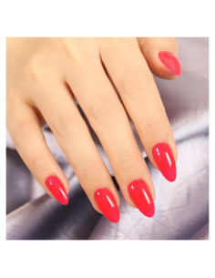 Uñas Postizas Hechas a Mano SUNRUBY 30 Piezas Rojas Neón