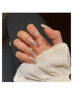 Uñas Postizas Cuadradas Medianas BAOYAALIN 24 Pcs Puntas Francesas