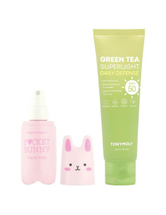 Protector Solar TONYMOLY Té Verde SPF 50 + Mist Facial Hidratante