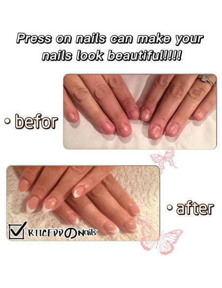 24 Uñas Postizas Almendra RIICFDD Brillo Rosa Completo