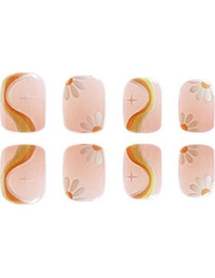 Uñas Postizas Cortas Cuadradas GXOIPNS 24 Pcs Otoño 2