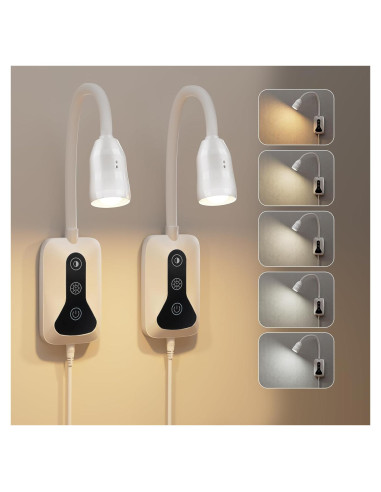 Luz de Lectura Montada en Pared HUAEU LED Regulable 2 Paquete