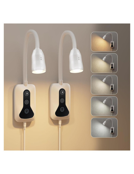 Luz de Lectura Montada en Pared HUAEU LED Regulable 2 Paquete
