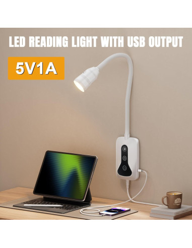 Luz de Lectura Montada en Pared HUAEU LED Regulable 2 Paquete