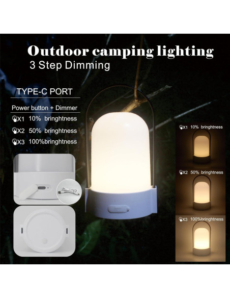 Lámpara LED portátil YONIKU IP44 recargable USB-C 600mAh