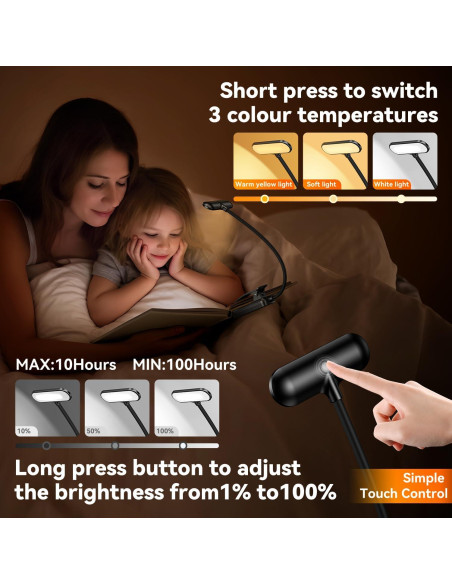 Luz de Lectura Recargable Sotipevs YD-388 Negra 20 LED 100H