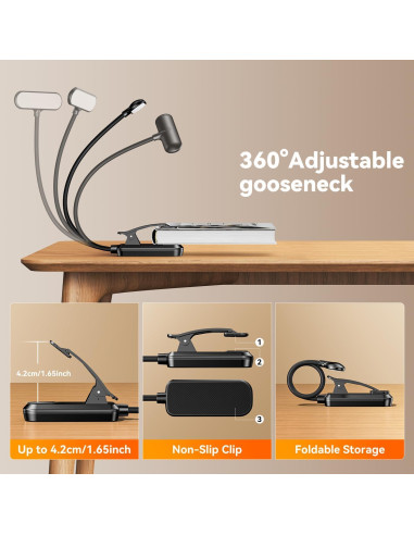 Luz de Lectura Recargable Sotipevs YD-388 Negra 20 LED 100H