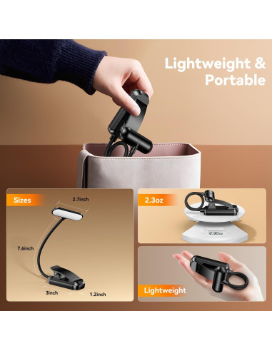 Luz de Lectura Recargable Sotipevs YD-388 Negra 20 LED 100H