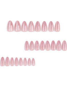 Uñas Postizas Cortas ANDGING Ojo de Gato Rosa 24 Pcs 2