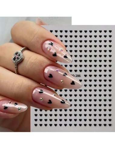 6 Hojas Calcomanías de Uñas Corazón Brillantes BSBTBZ
