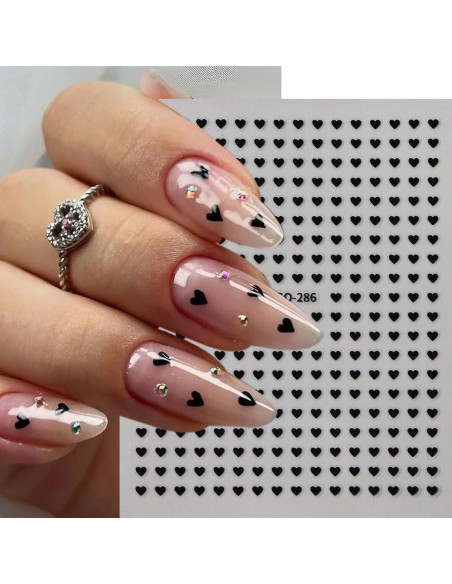 6 Hojas Calcomanías de Uñas Corazón Brillantes BSBTBZ