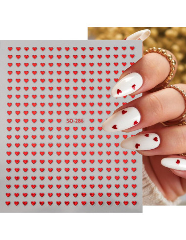 6 Hojas Calcomanías de Uñas Corazón Brillantes BSBTBZ