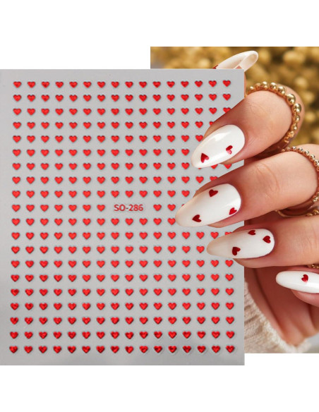 6 Hojas Calcomanías de Uñas Corazón Brillantes BSBTBZ