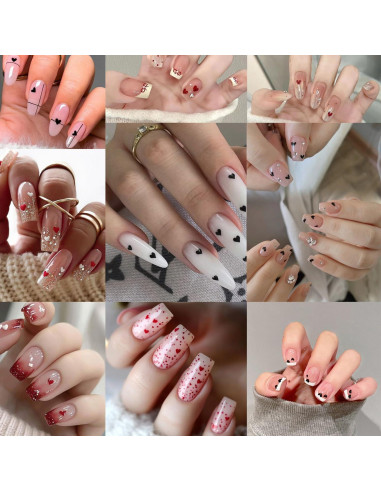 6 Hojas Calcomanías de Uñas Corazón Brillantes BSBTBZ