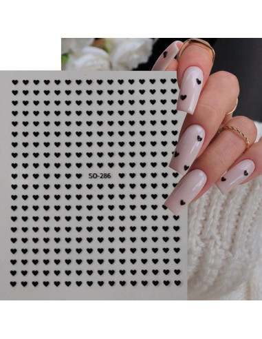 6 Hojas Calcomanías de Uñas Corazón Brillantes BSBTBZ