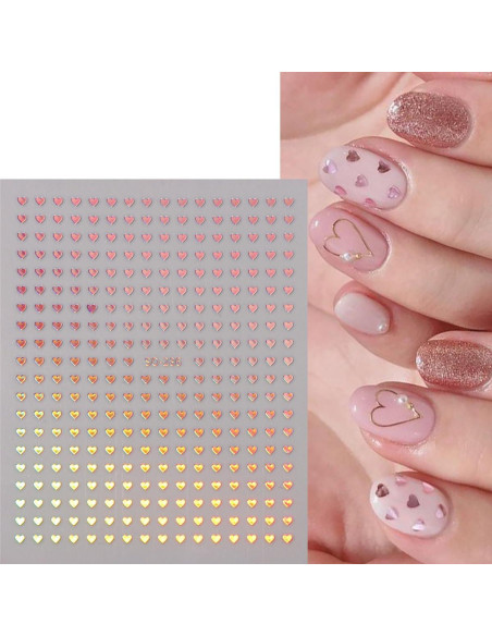 6 Hojas Calcomanías de Uñas Corazón Brillantes BSBTBZ