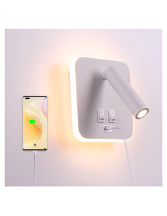 Luz de Pared LED AIRTWESD con Carga USB 13W 3000K Blanca
