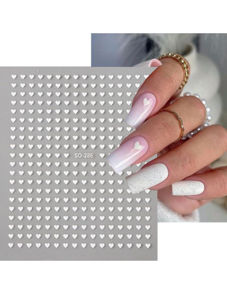 6 Hojas Calcomanías de Uñas Corazón Brillantes BSBTBZ