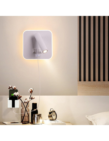 Luz de Pared LED AIRTWESD con Carga USB 13W 3000K Blanca