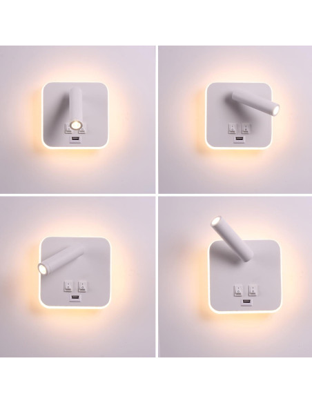 Luz de Pared LED AIRTWESD con Carga USB 13W 3000K Blanca
