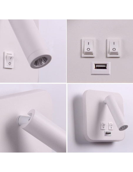 Luz de Pared LED AIRTWESD con Carga USB 13W 3000K Blanca